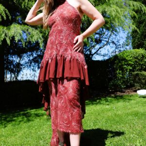 VESTIDOS 2 VESTIDO LARGO BURDEOS