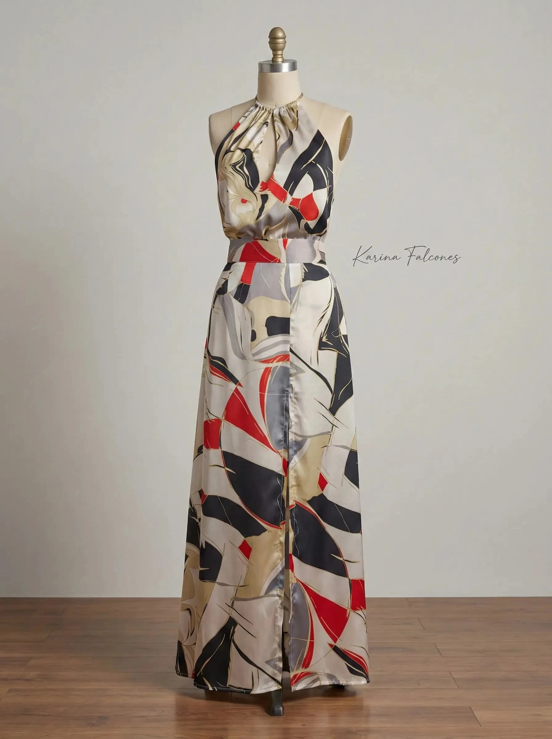 Vestido LARGO a medida para invitada en Madrid (maniquí) - Karina Falcones