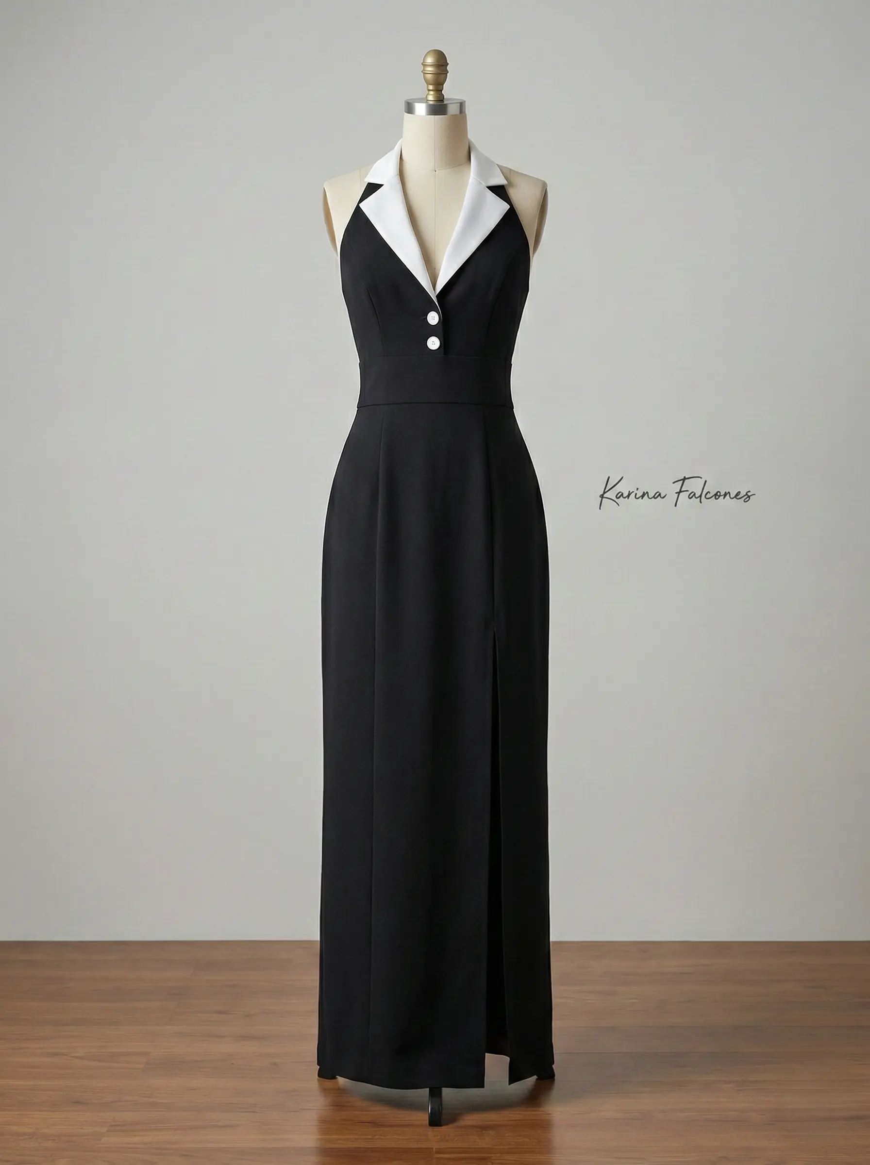 Vestido LARGO a medida para invitada en Madrid (maniquí) - Karina Falcones