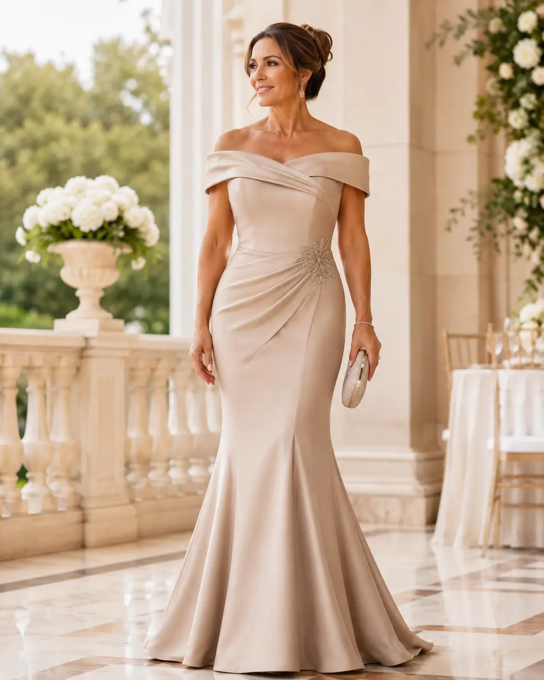 Vestidos de madrina a medida Madrid 25 Modelo con vestido sirena de madrina