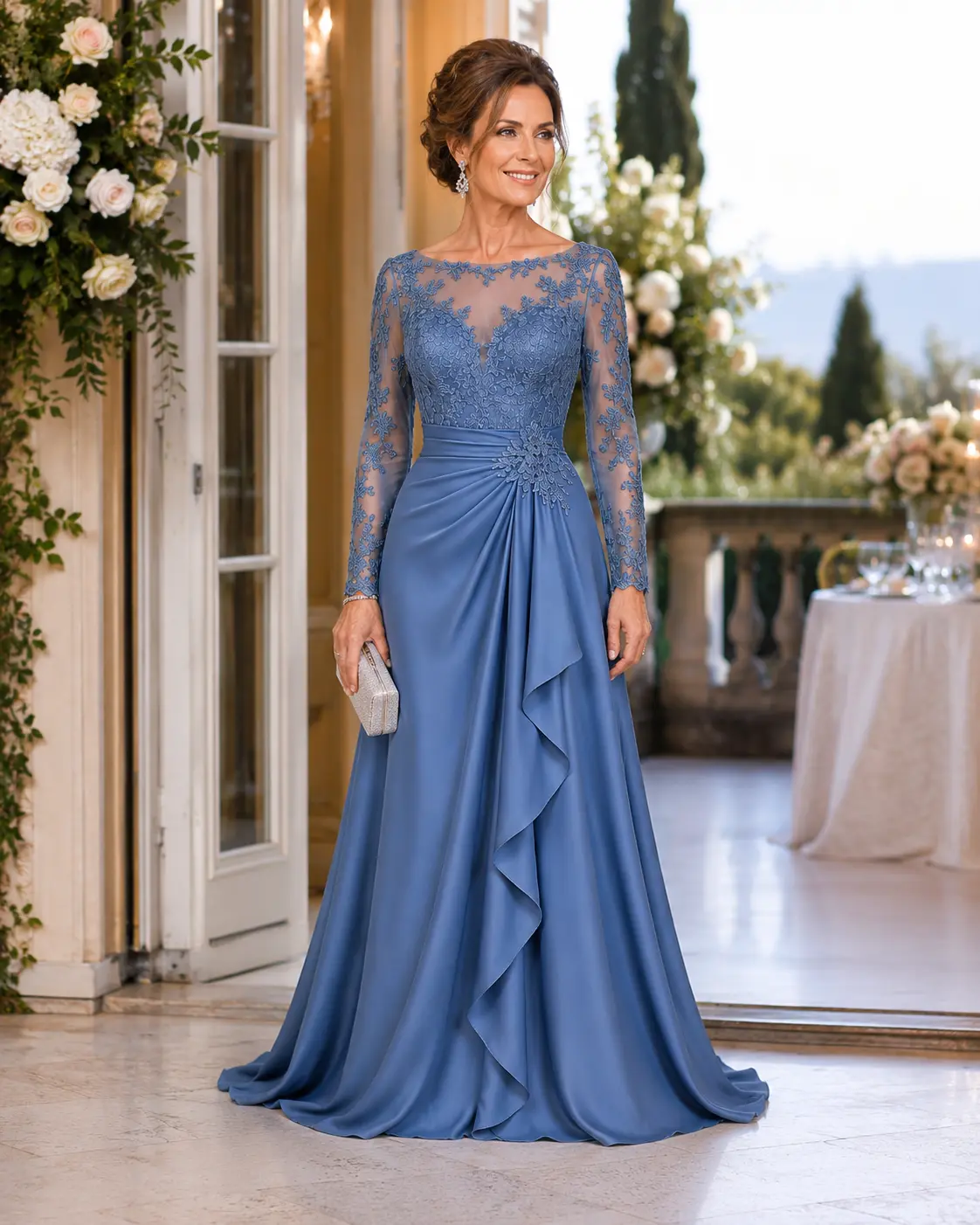 Vestidos de madrina a medida Madrid 29 Modelo con vestido azul con encaje